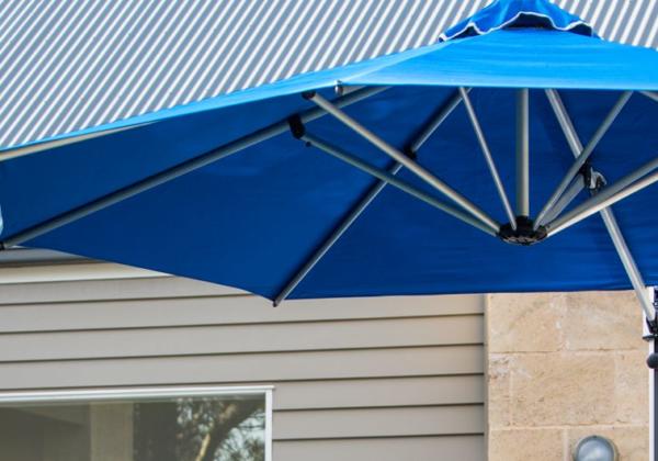 Large blue shade umbrella at Geelong home.