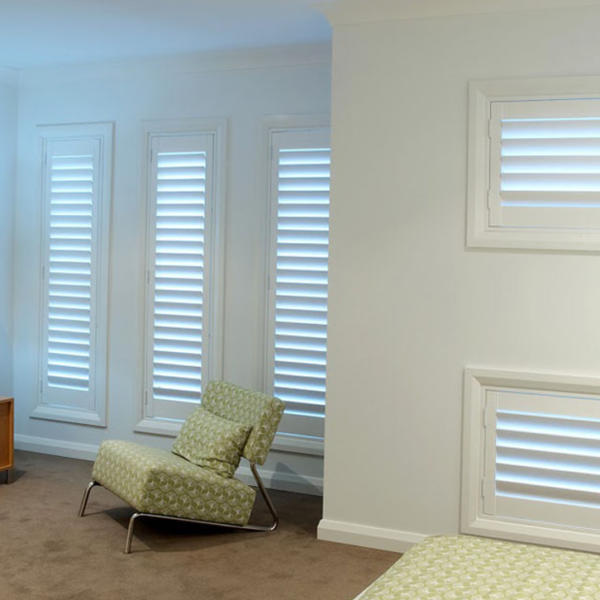 Different sized windows with plantation shutters in Geelong.