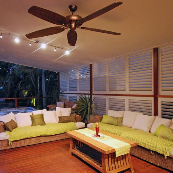 Covered outdoor entertaining area in Torquay with aluminum shutters.